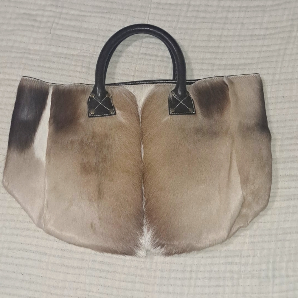 Club Monaco Fur Satchel with Black Handles